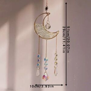 Elegant Gold and Crystal Moon Wall Hanging Suncatcher